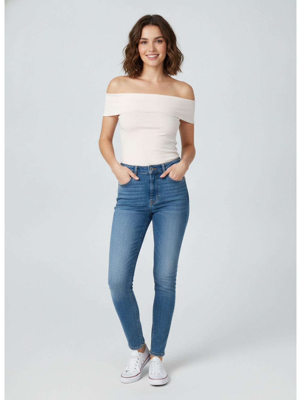 Off-Shoulder Cream Women's Top